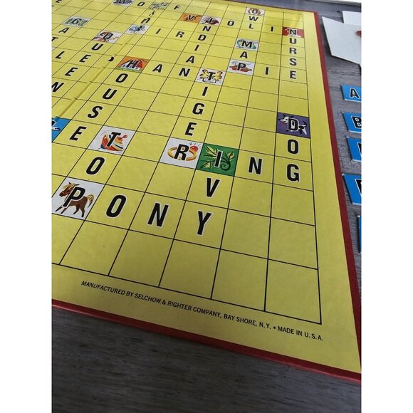 Vintage Scrabble For Juniors Ed 3 1968 Selchow Righter Has All 100 Tiles 2 Sided - Picture 15 of 16